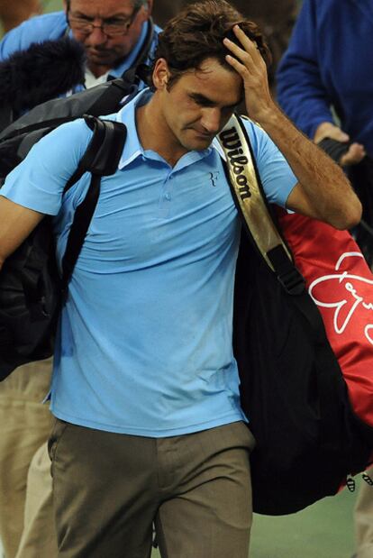 Federer, a la finalización del partido.