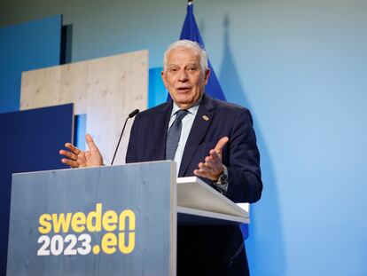 Josep Borrell durante una rueda de prensa.