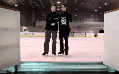 Javier Férnandez y su entrenador, el canadiense Brian Orser.