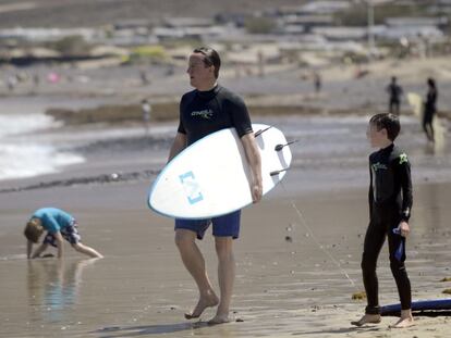 David Cameron on vacation in Lanzarote in 2014.