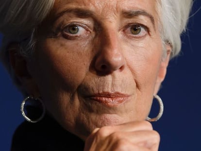 La directora gerente del FMI, Christine Lagarde, este miércoles en Davos.