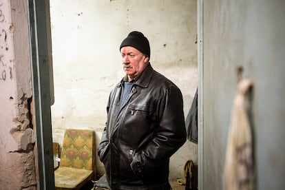 Ivan Polhui on Wednesday in Yahidne, northern Ukraine. Polhui was a victim of the Russian occupation of his village in March 2022, which forced its more than 300 inhabitants to spend a month locked in a cellar.