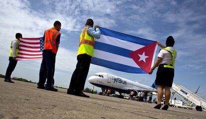 Foto de archivo del primer vuelo comercial entre EE UU y Cuba, en agosto de 2016.