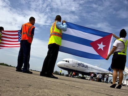 Foto de archivo del primer vuelo comercial entre EE UU y Cuba, en agosto de 2016.