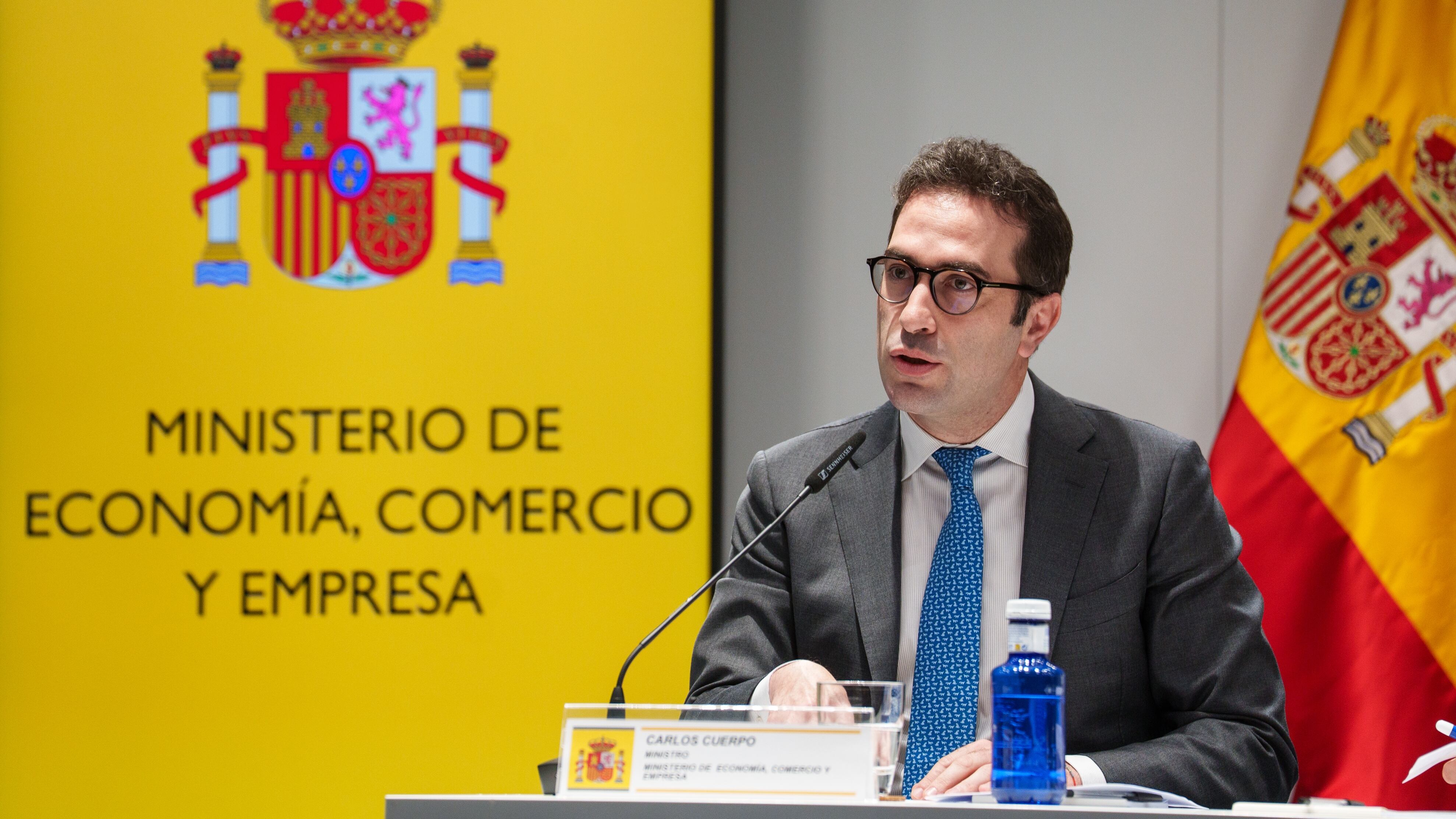 El ministro de Economía y Comercio, Carlos Cuerpo, durante una rueda de prensa el pasado mes de mayo.