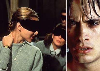 Elsa Pataky en <i>Tiovivo C. 1950</i> (a la izquierda), de José Luis Garci, y Gael García Bernal en <i>La mala educación, </i>de Pedro Almodóvar.