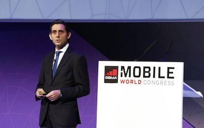 José María Álvarez-Pallete, en el MWC de Barcelona de 2023.