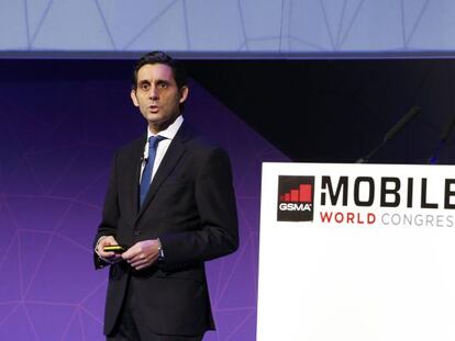 José María Álvarez-Pallete, presidente de Telefónica, el pasado lunes en el MWC de Barcelona.