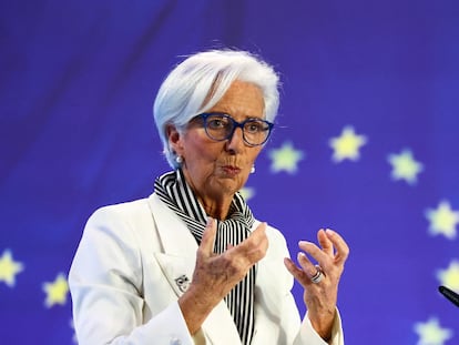 Christine Lagarde, presidenta del BCE, en rueda de prensa el pasado enero