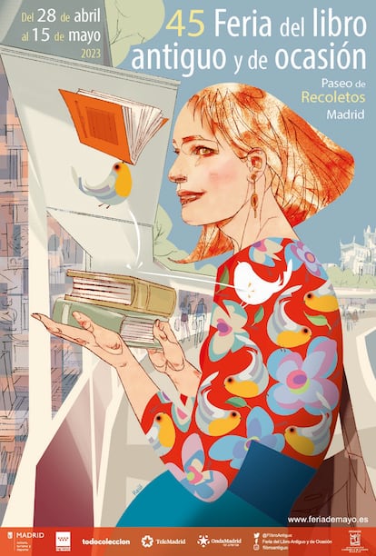 Cartel de la 45 Feria del Libro Antiguo y de Ocasión de Madrid, diseñado por Raúl Fernández Calleja.