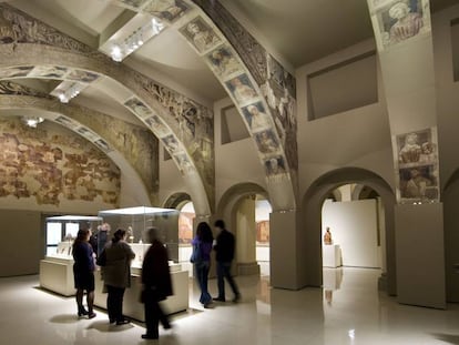 Las pinturas de la sala capitular del monasterio de Sijena, tal y como pueden verse en el MNAC.