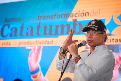 Gustavo Petro durante su visita en Tibú, Norte de Santander, el 9 de mayo 2025.