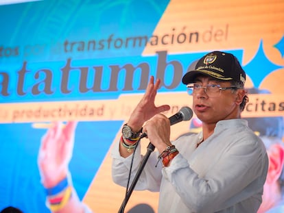 Gustavo Petro durante su visita en Tibú, Norte de Santander, el 9 de mayo 2025.