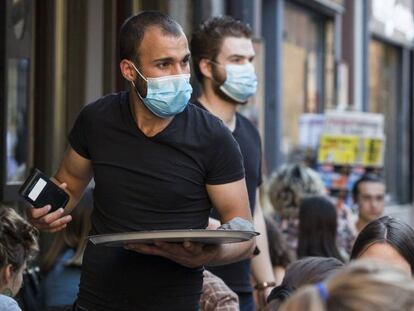 Una terraza en Estrasburgo en su día de reapertura, el pasado 2 de junio.