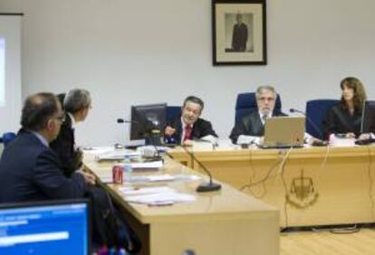 La sala de lo Social de la Audiencia Nacional en la que se ha celebrado la vista por la petición de Iberia Express de que se invalide el laudo