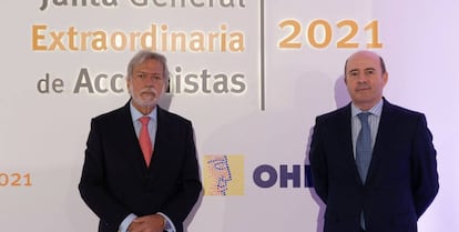 El presidente de OHL, Luis Amodio, junto al CEO del grupo, José Antonio Fernández Gallar.