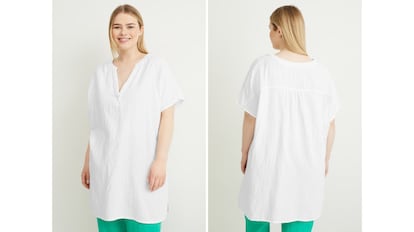 Blusa ancha de C&A para mujer en talla grande y colores neutros.
