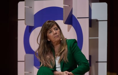  Carla Cerruti, durante un congreso internacional feminista en Madrid, (España). 