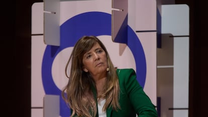 Carla Cerruti, durante un congreso internacional feminista en Madrid, (España).