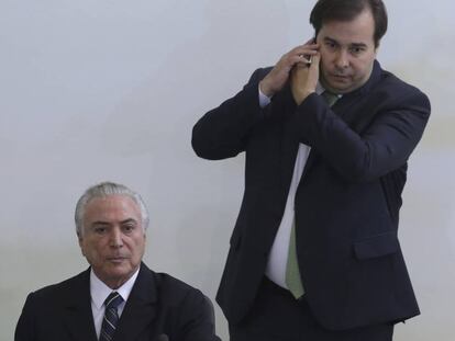 Michel Temer e o presidente da C&acirc;mara, Rodrigo Maia