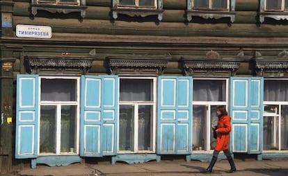 Una de las casas de madera de Irkutsk (Rusia).