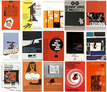 Mosaico con los carteles de las pel&iacute;culas dise&ntilde;ados por Saul Bass.