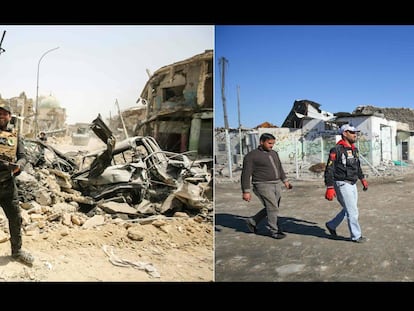 Las calles de Mosul antes y después de la ocupación del Estado Islámico