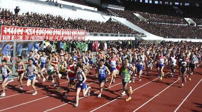 La maratón de Pyongyang en su edición de 2009.