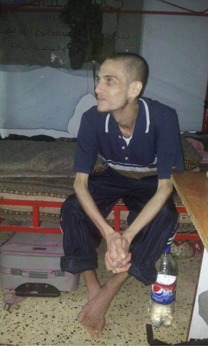 The Syrian activist Omar Alshogre, in Idlib in 2015 after getting out of prison, in a photograph provided by himself.