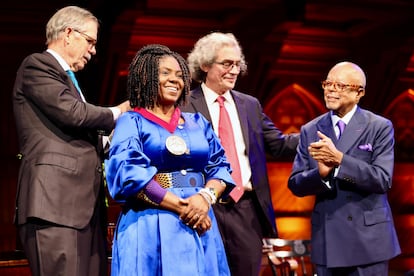 Francia Márquez durante la entrega de la medalla W.E.B. Du Bois, en Harvard, en Estados Unidos, el 1 de octubre de 2024.