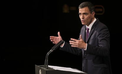Pedro Sánchez, en un acto en la Casa de América de Madrid este lunes.