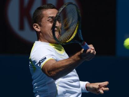 Almagro, durante el partido ante Daniel Gimeno