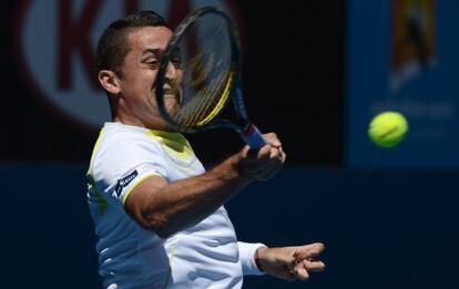 Almagro, durante el partido ante Daniel Gimeno