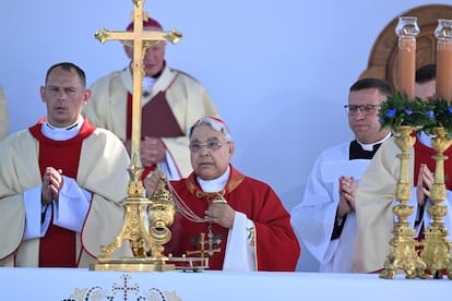 The Pope's envoy, Cardinal Marcello Semeraro, celebrates the religious service to beatify the Ulma family in southeastern Poland, on September 10, 2023.