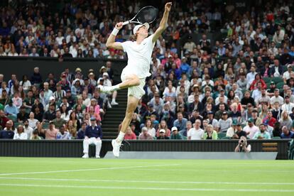 Sinner, during a match at Wimbledon.