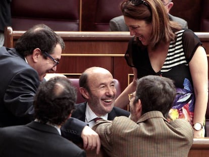 Alfredo Pérez Rubalcaba, en su escaño del Congreso en el año 2014.