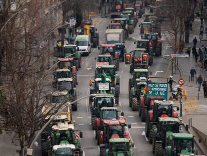 Protesta de agricultores en Girona, este martes.