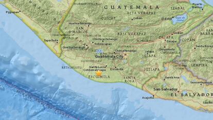 Localización del terremoto de Guatemala.