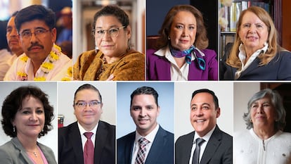 Ministros de la Suprema Corte elegidos en las elecciones judiciales: Hugo Aguilar, Lenia Batres, Yasmín Esquivel, Loretta Ortiz, Sara Irene Herrerías, Irving Espinosa, Artístides Guerrero, Giovanni Azael Figueroa y María Estela Ríos.