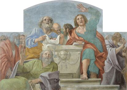 'Apóstoles alrededor del sepulcro vacío' pintado por Carracci para la Capilla Herrera.
