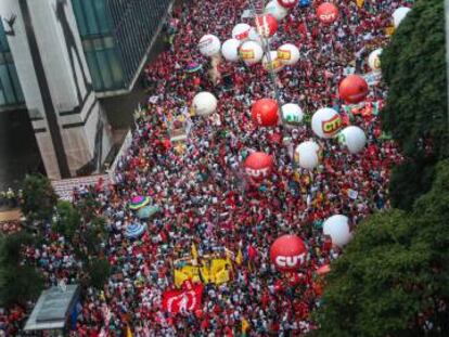 Ato de centrais sindicais na Avenida Paulista, em março de 2016.