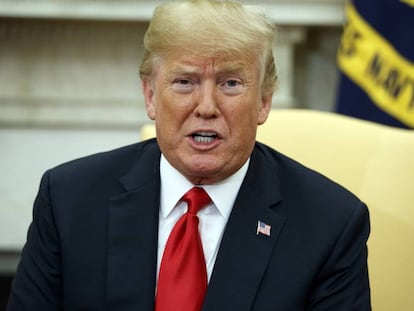 El presidente de Estados Unidos, Donald Trump, durante su reunión con el presidente de la Comisión Europea, Jean-Claude Juncker.