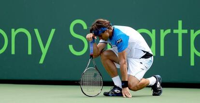 Ferrer se lamenta durante el partido.