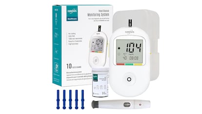 Medidores de glucosa sobre fondo blanco.
