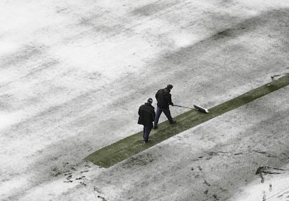 Aspecte del terreny de joc de l'Estadi del Sadar a Pamplona, l'1 d'octubre de 2017.