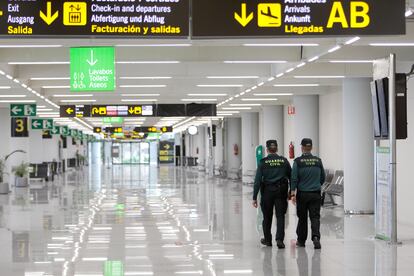 Civil Guard officers in Palma de Mallorca airport in the Balearic Islands.