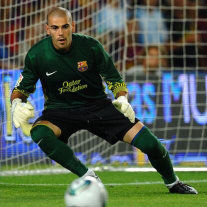 Víctor Valdés, en un partido con el Barça esta temporada.