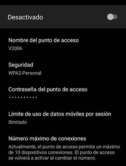 Datos hotspot Android