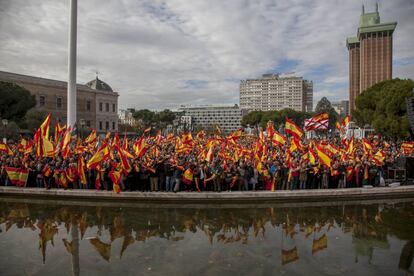 Concentración en la Plaza de Colón, por la unidad de España, el pasado mes de marzo. 