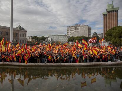 Concentración en la Plaza de Colón, por la unidad de España, el pasado mes de marzo.